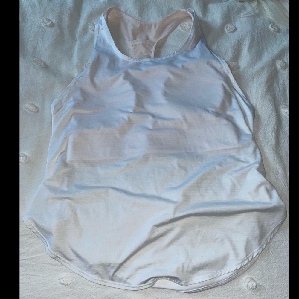 Fabletics white tank top with light pink sports bra size medium